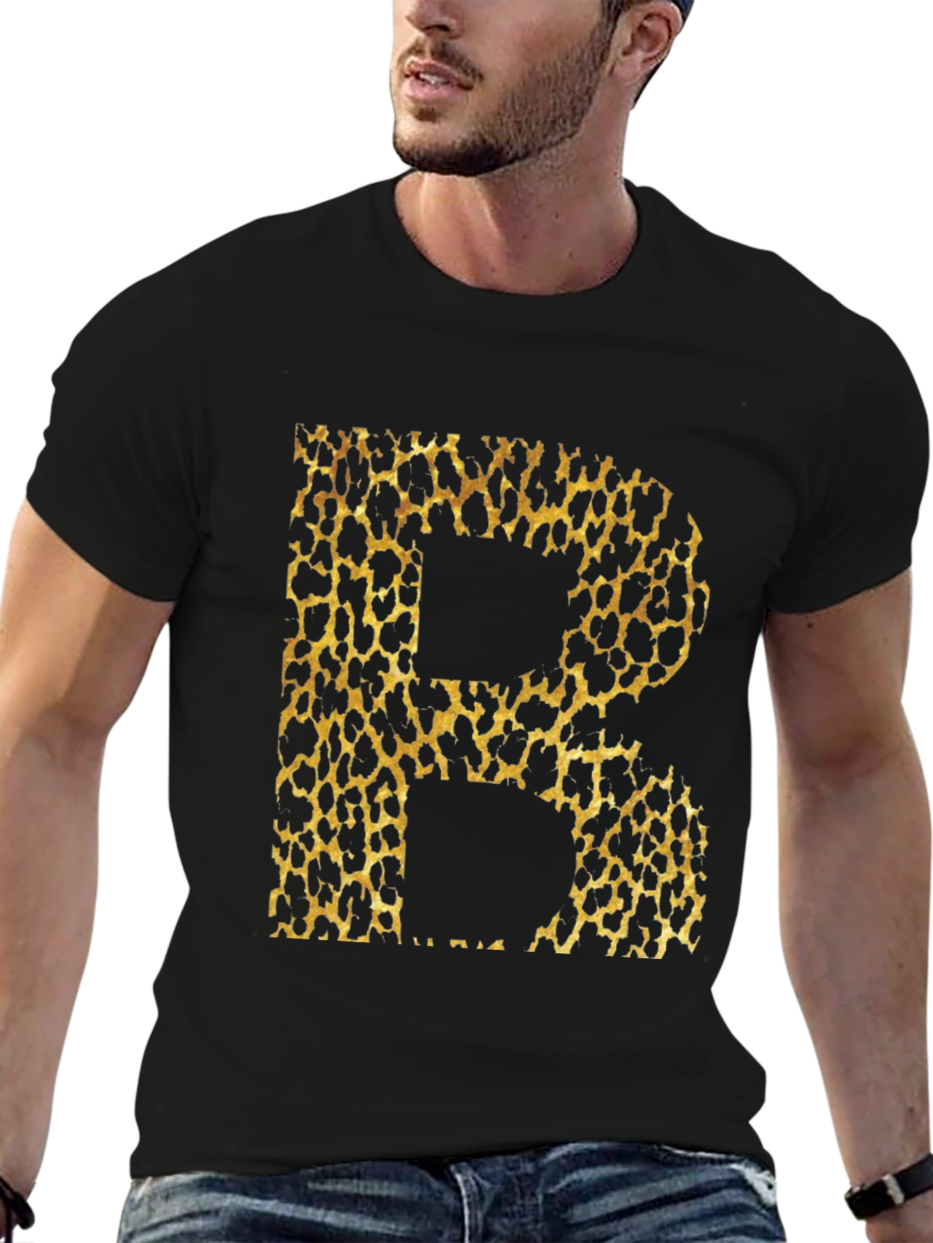 Leopard Print Initial B Graphic Tee