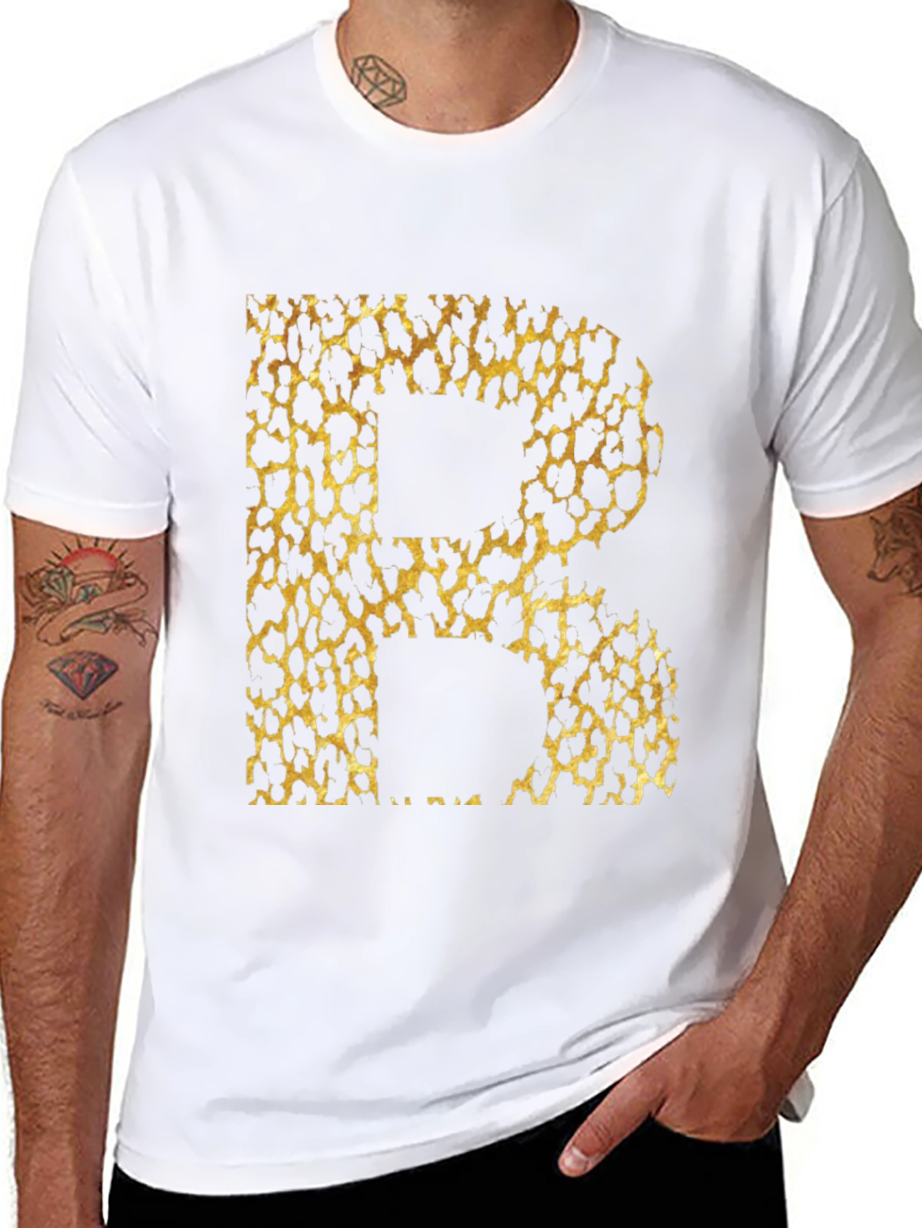 Leopard Print Initial B Graphic Tee