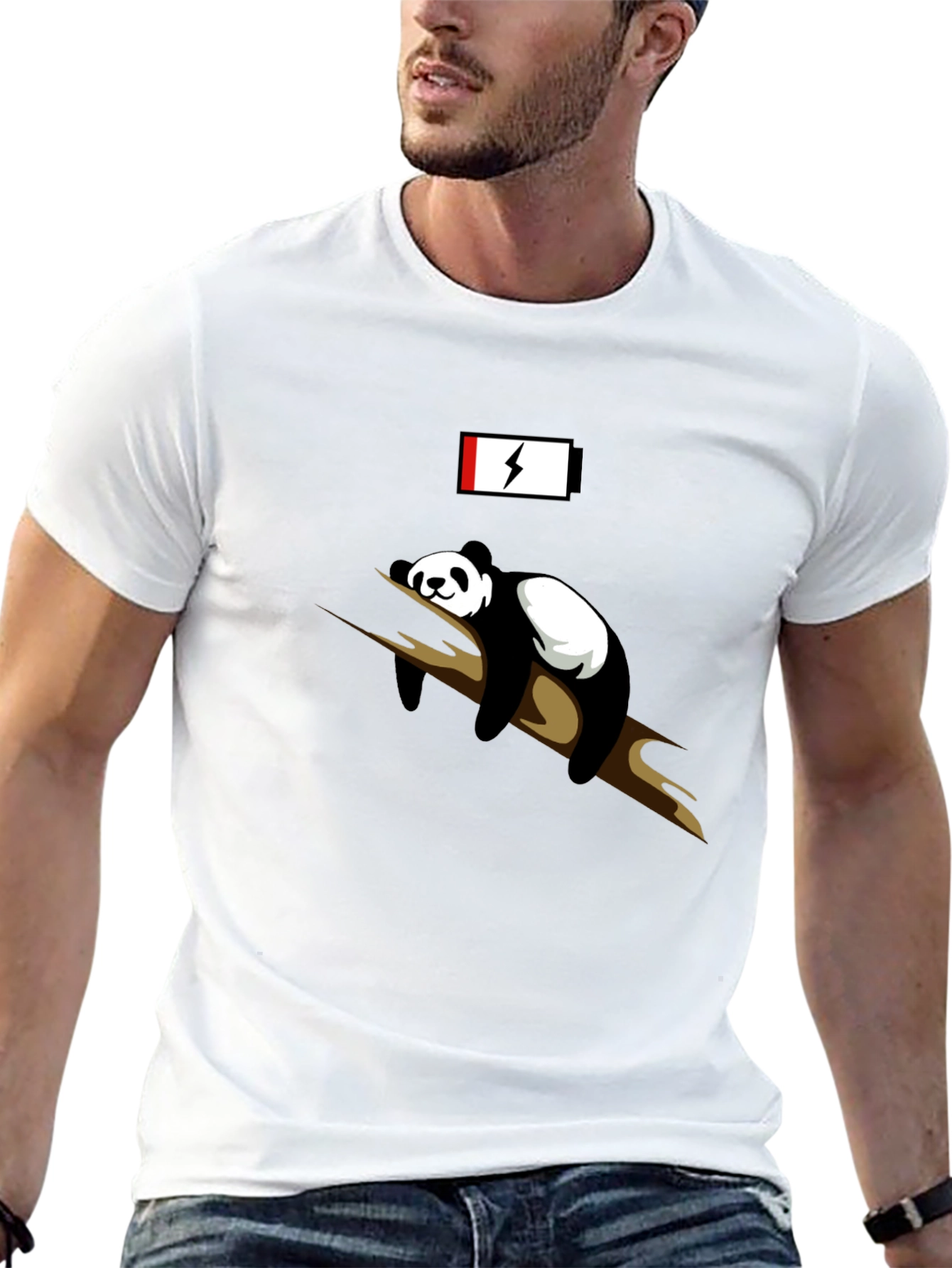 Lazy Panda Low Battery Black T-Shirt