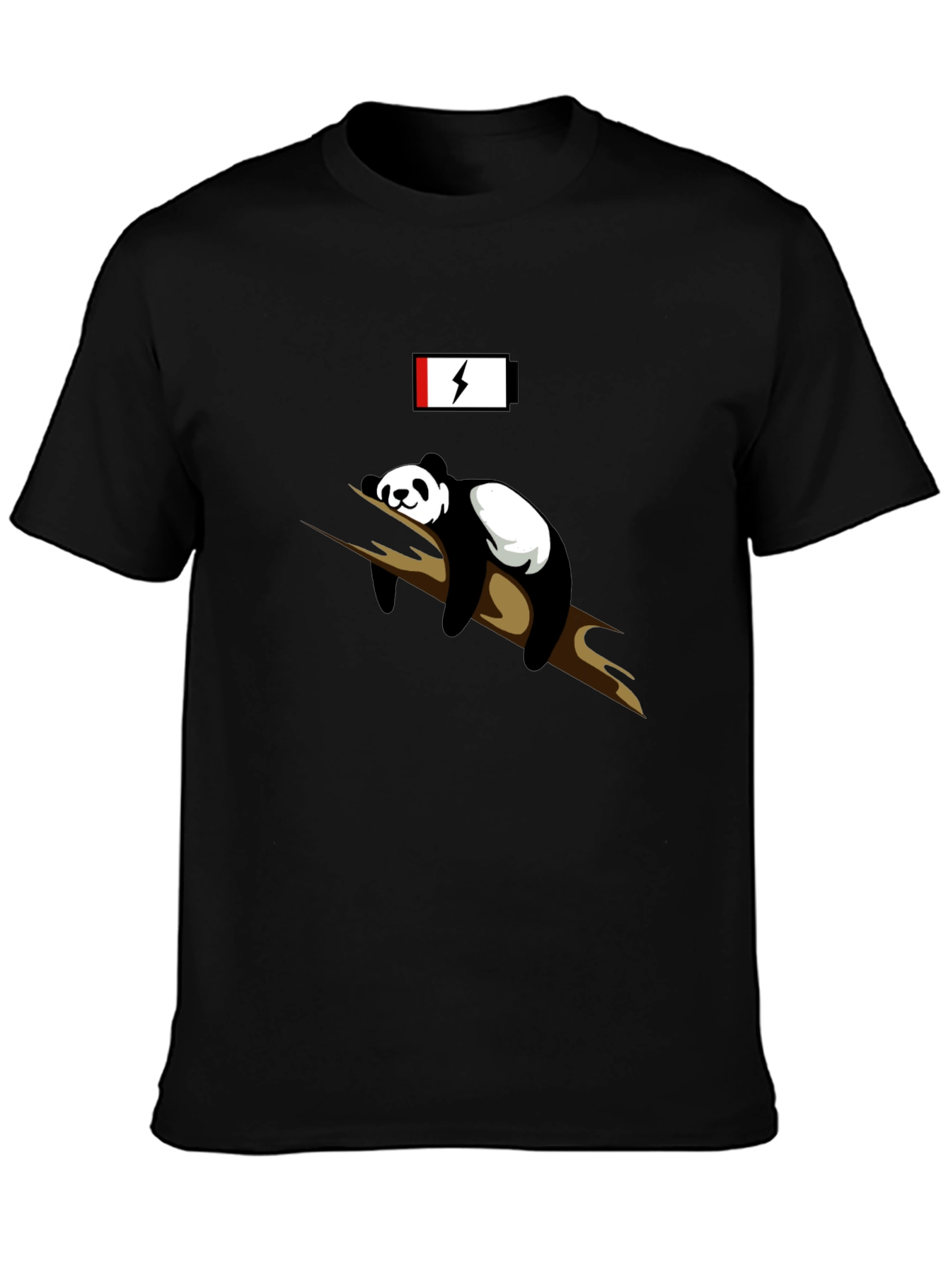 Lazy Panda Low Battery Black T-Shirt