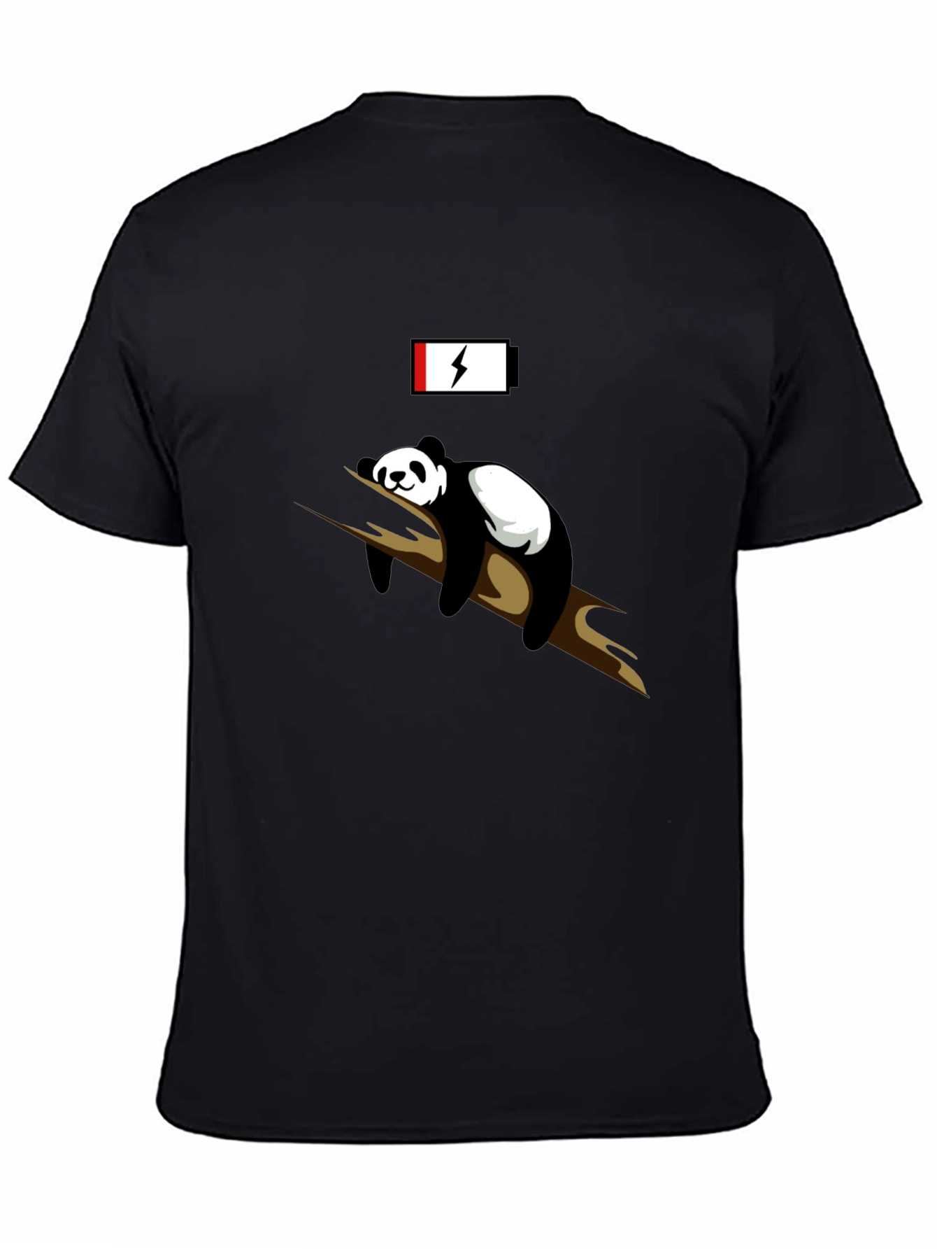 Lazy Panda Low Battery Black T-Shirt