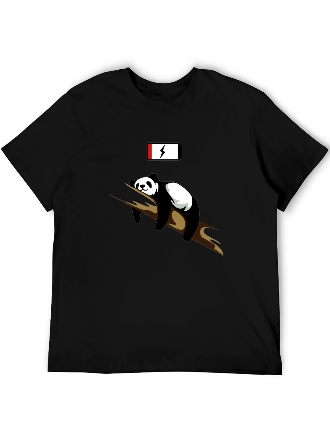 Lazy Panda Low Battery Black T-Shirt