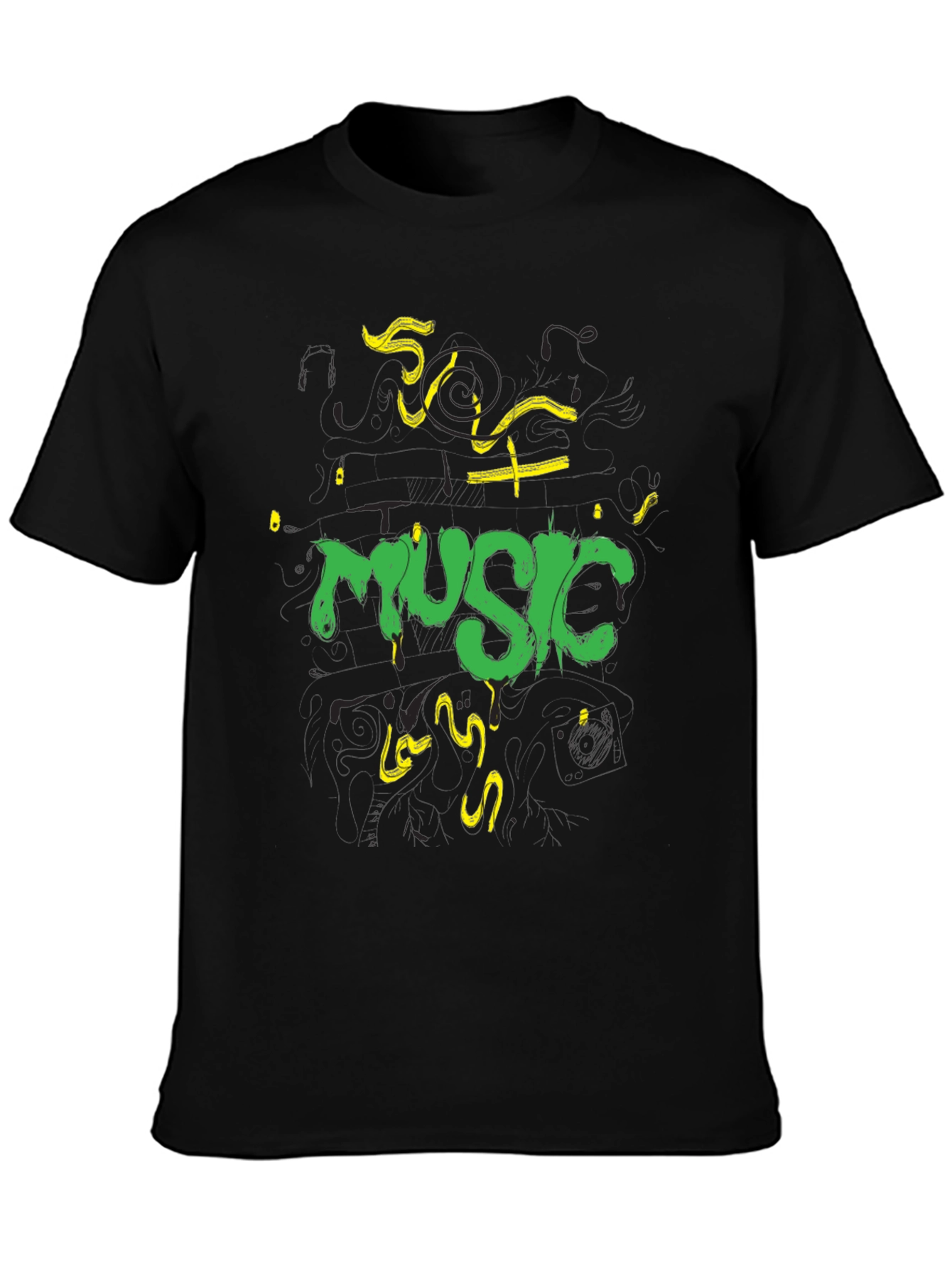 Music T-Shirt - Black Cotton Graphic Tee