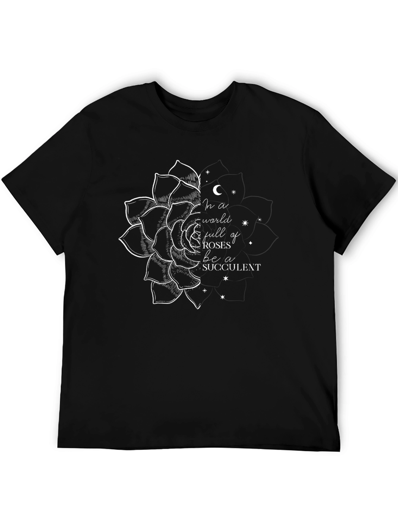 Unique Succulent Graphic Tee - Black