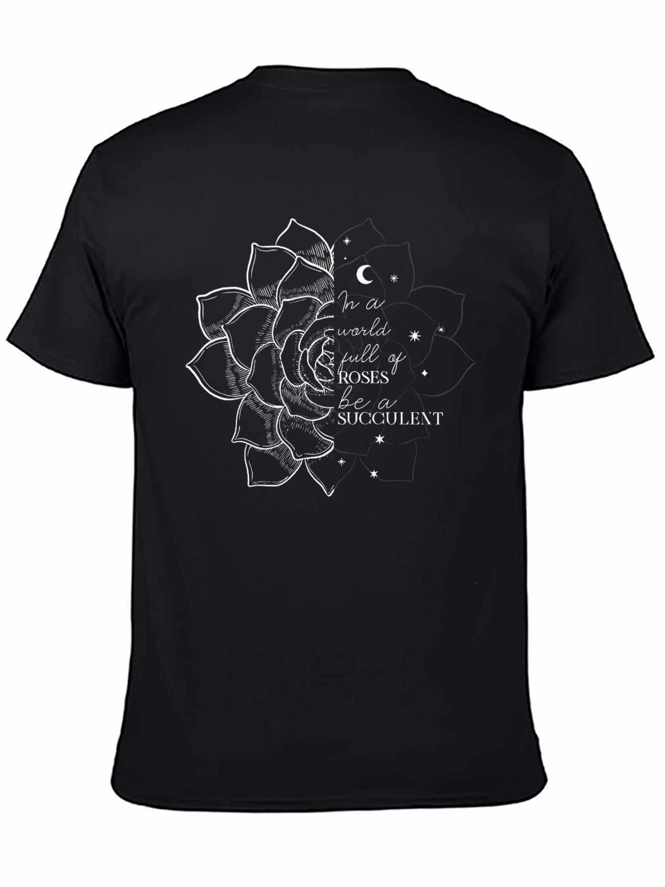 Unique Succulent Graphic Tee - Black