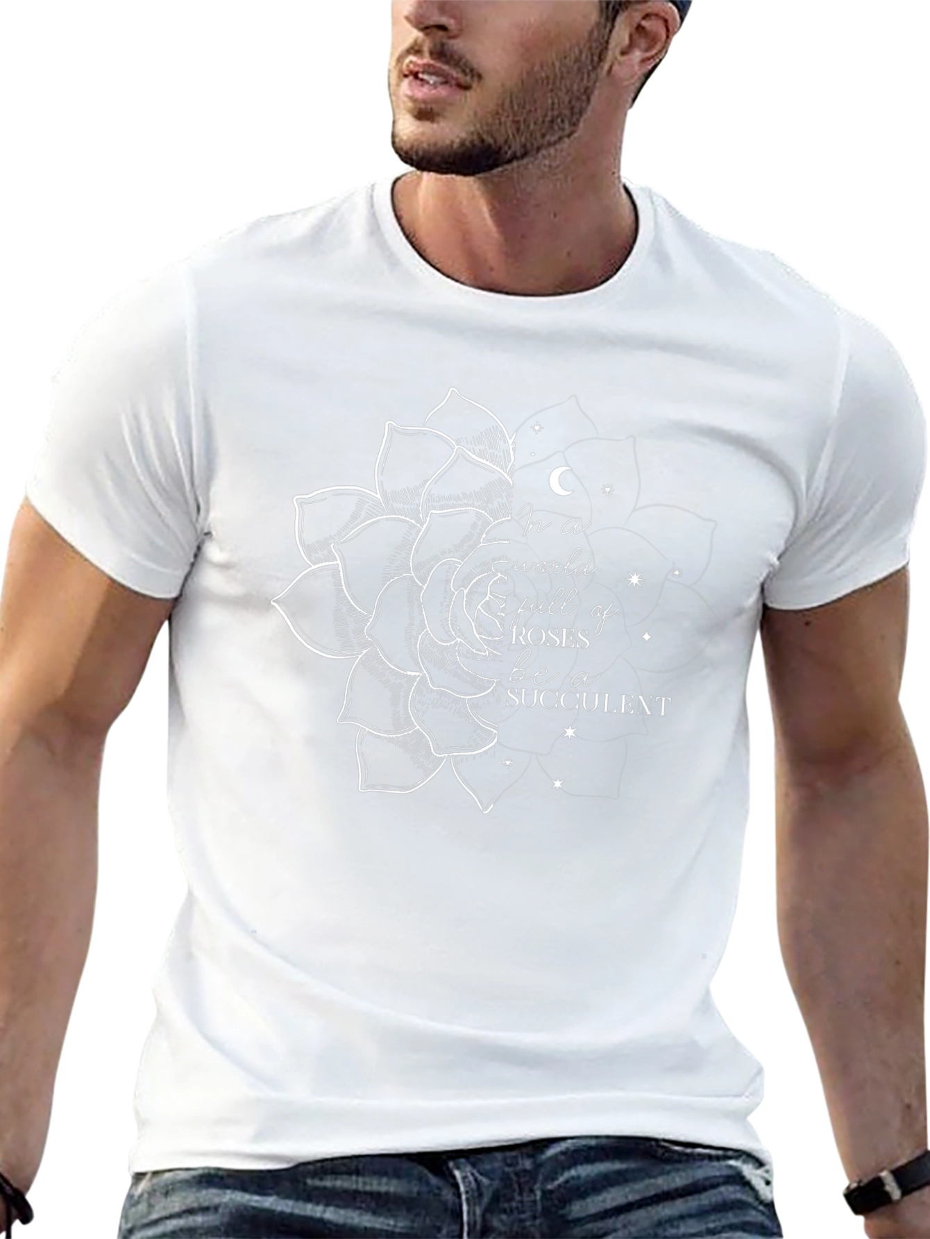 Unique Succulent Graphic Tee - Black