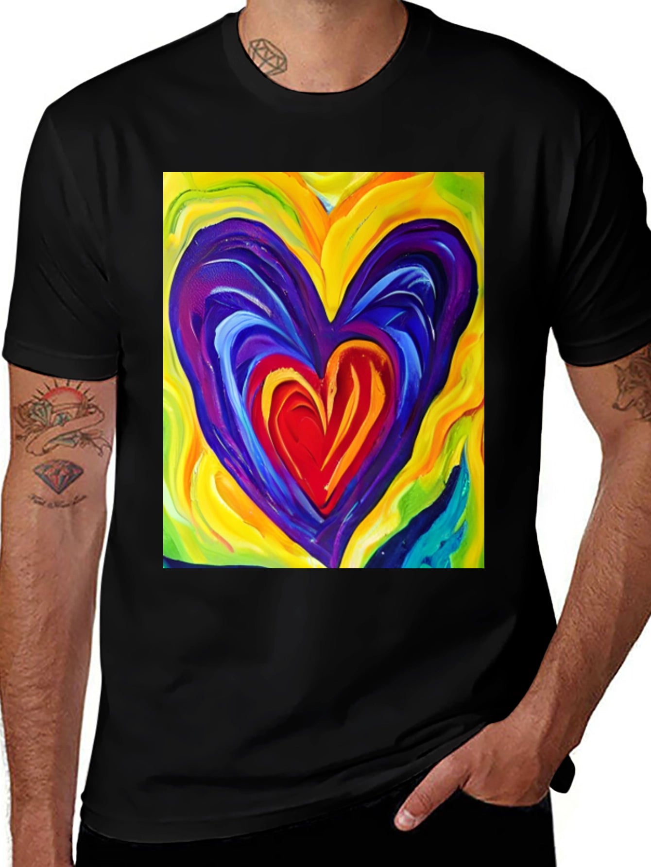 Colorful Heart Graphic T-Shirt