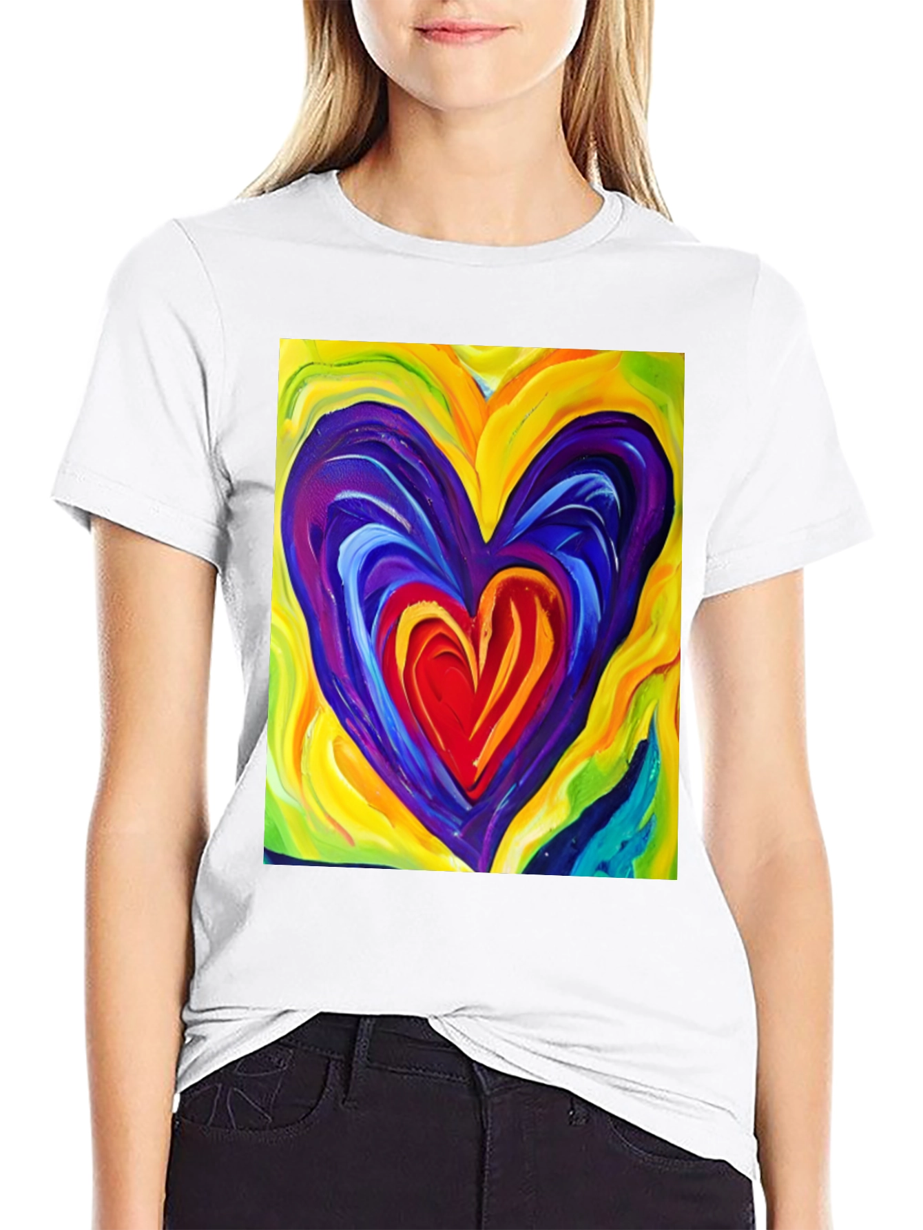 Colorful Heart Graphic T-Shirt