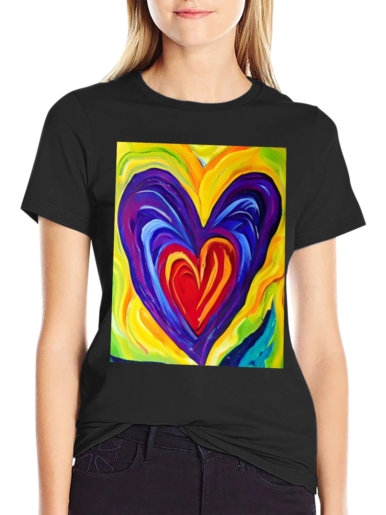 Colorful Heart Graphic T-Shirt