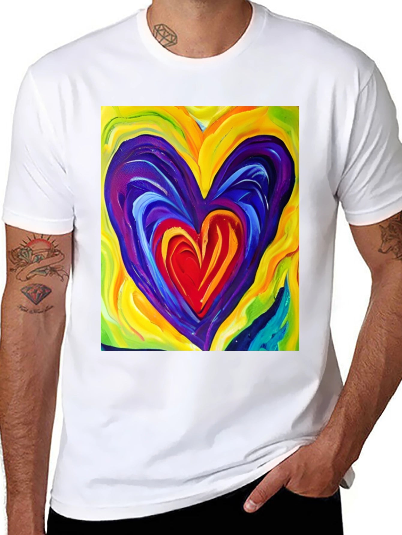 Colorful Heart Graphic T-Shirt