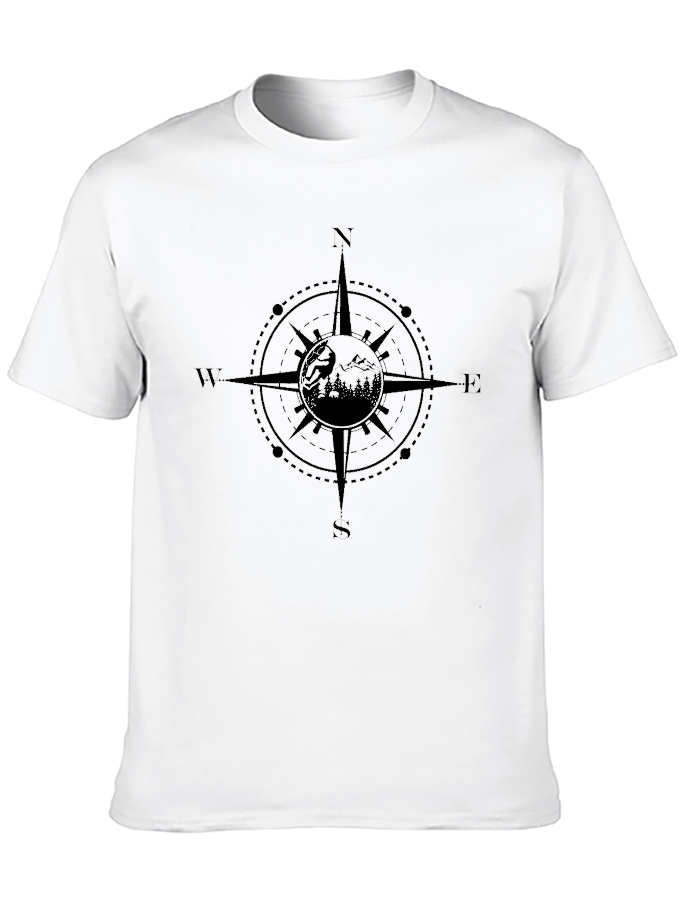 Compass Graphic Black T-Shirt - Wanderlust Adventure Tee