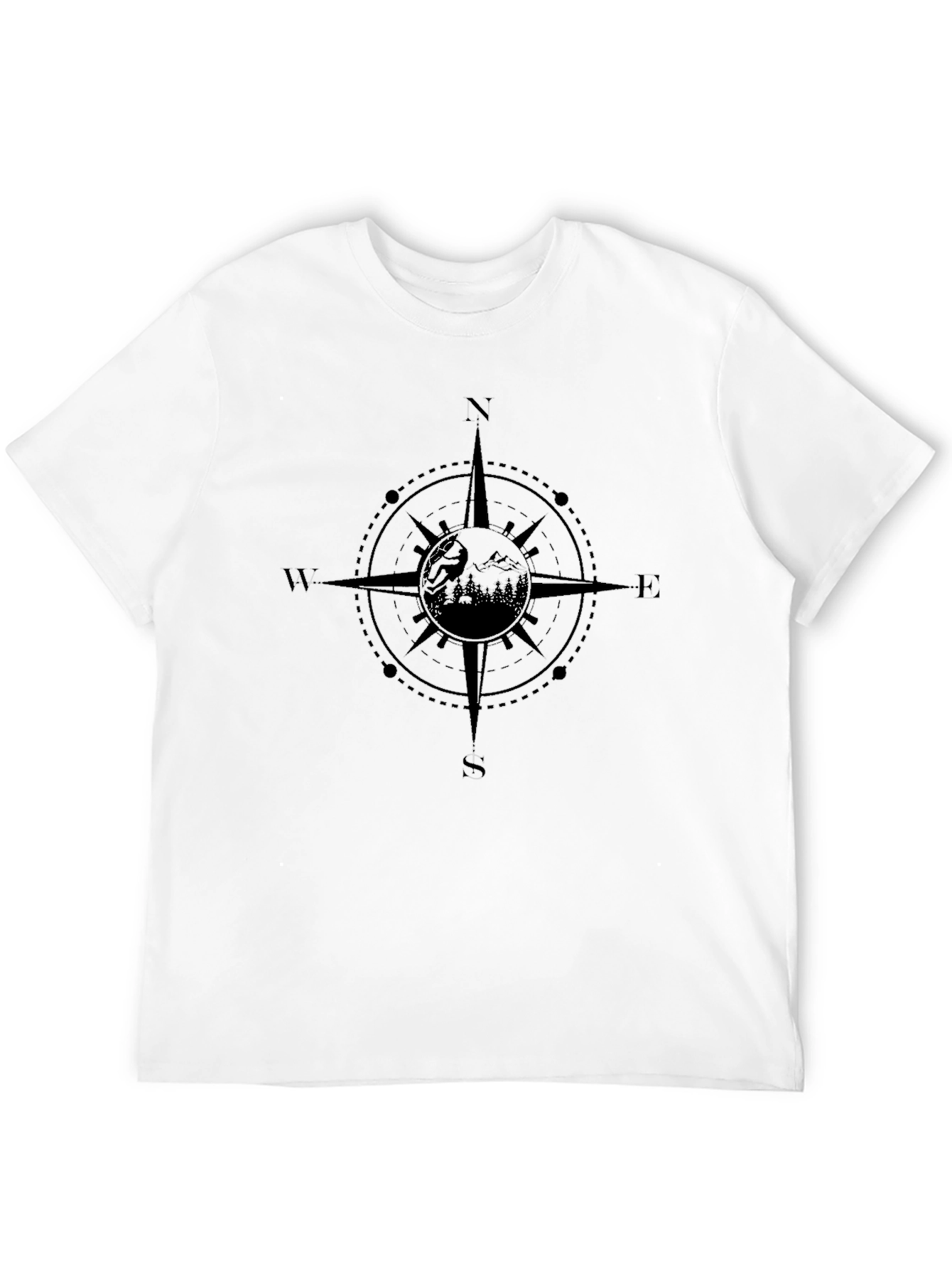 Compass Graphic Black T-Shirt - Wanderlust Adventure Tee