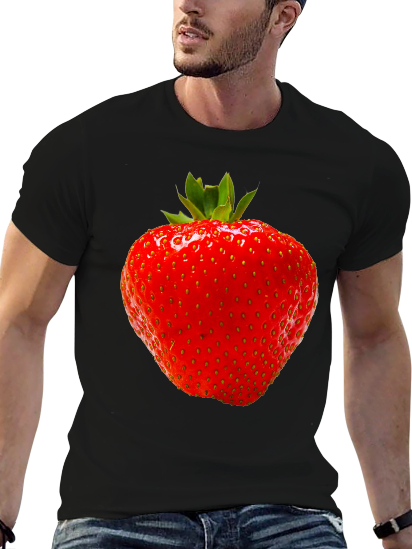 Strawberry Graphic Black T-Shirt