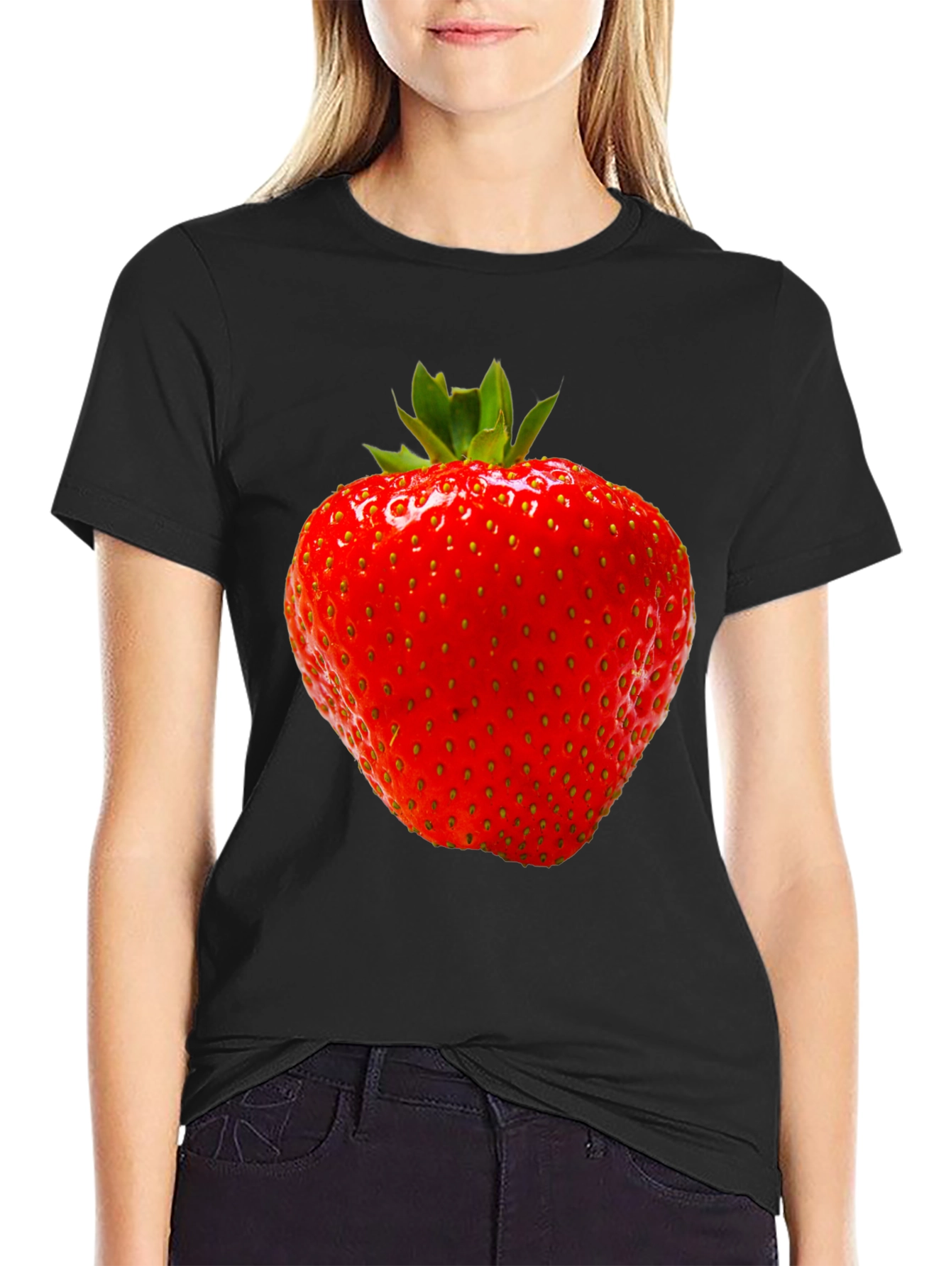 Strawberry Graphic Black T-Shirt