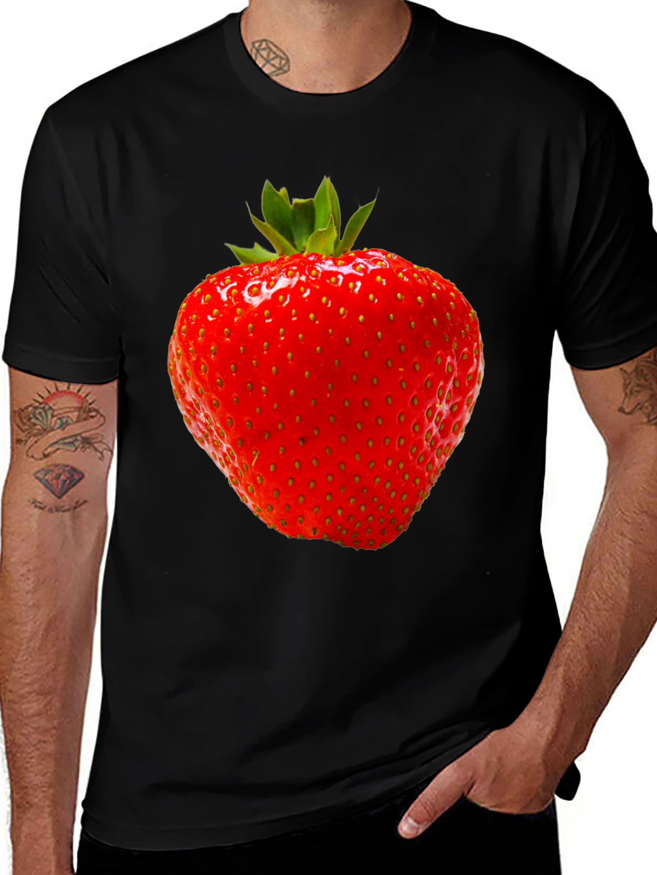Strawberry Graphic Black T-Shirt