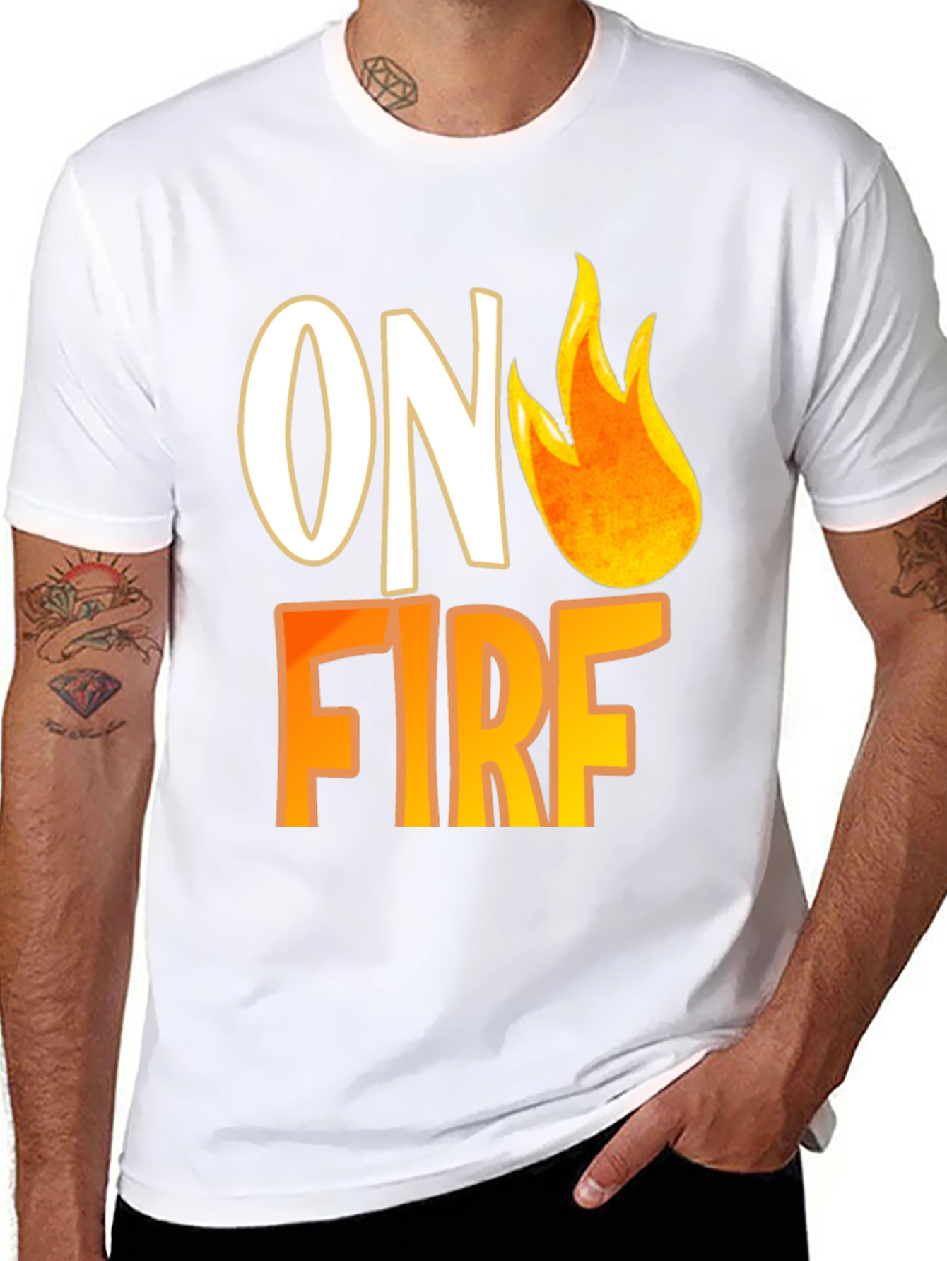 On Fire Graphic Tee - Trendy Casual T-Shirt