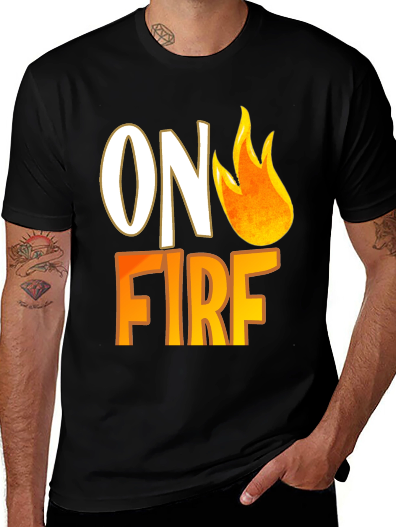 On Fire Graphic Tee - Trendy Casual T-Shirt