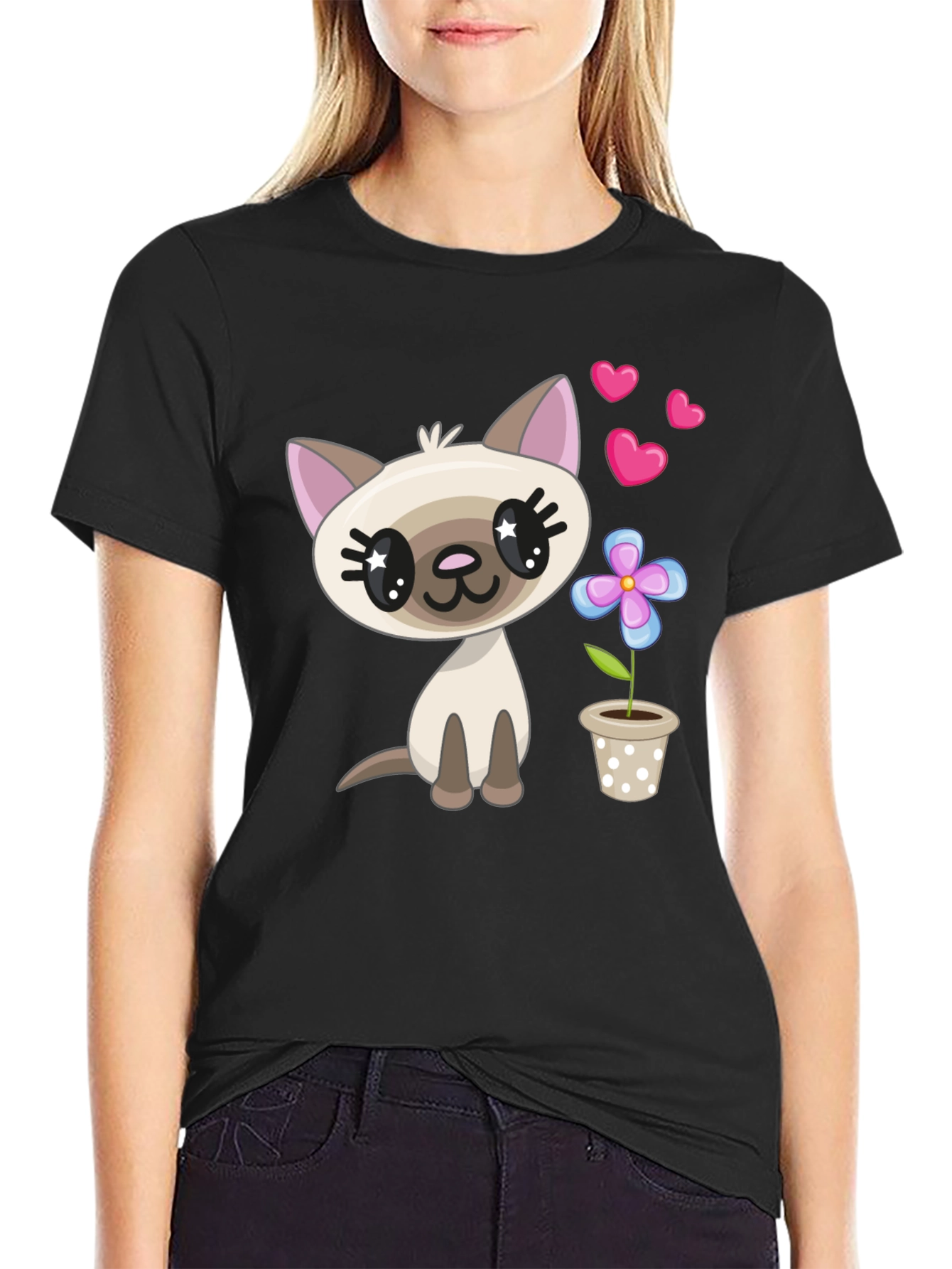 Cute Cartoon Cat T-Shirt - Stylish Graphic Tee