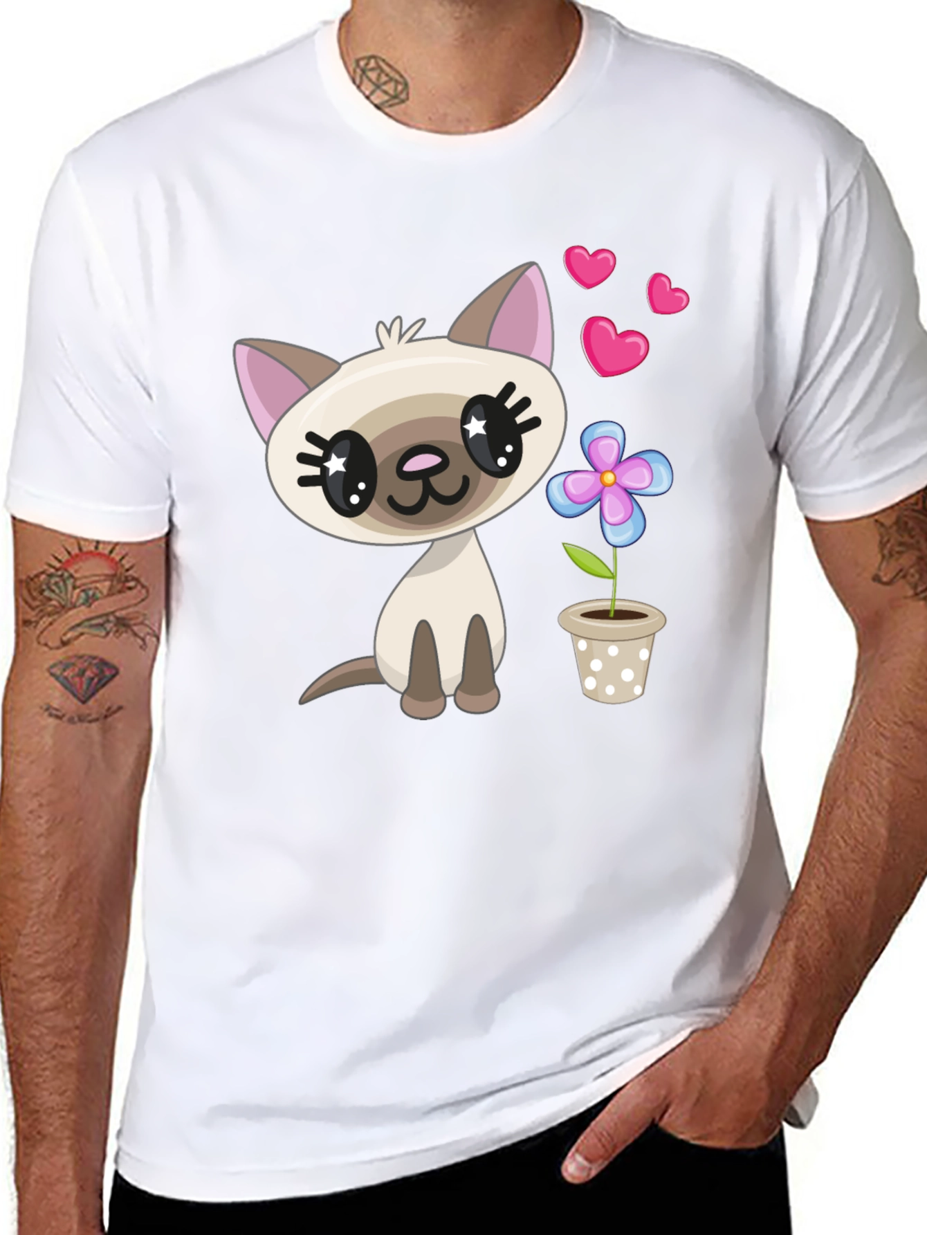 Cute Cartoon Cat T-Shirt - Stylish Graphic Tee