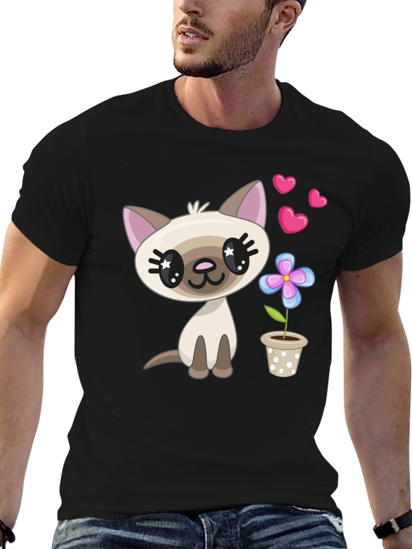 Cute Cartoon Cat T-Shirt - Stylish Graphic Tee