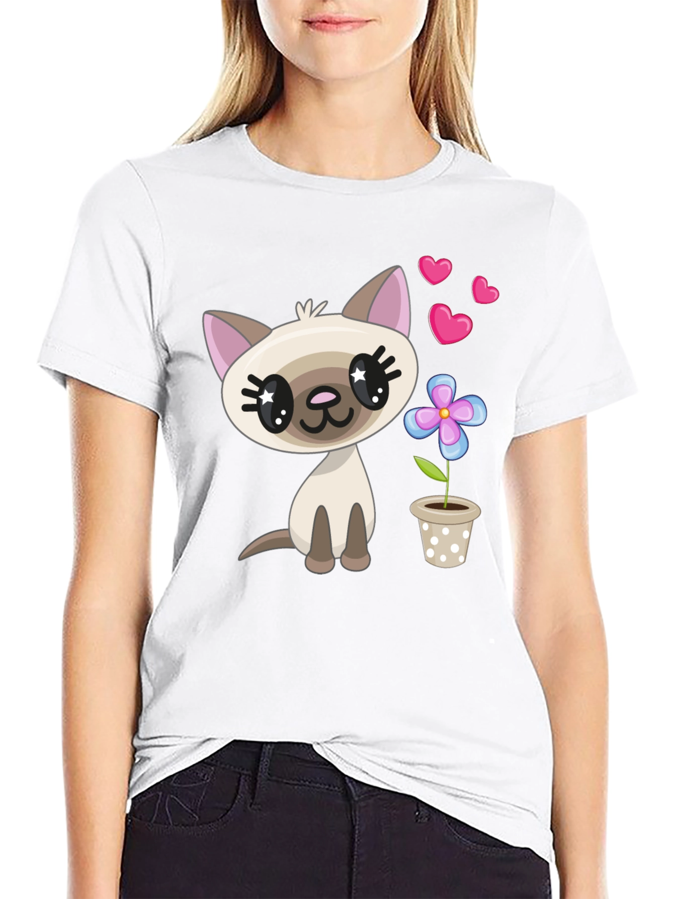 Cute Cartoon Cat T-Shirt - Stylish Graphic Tee