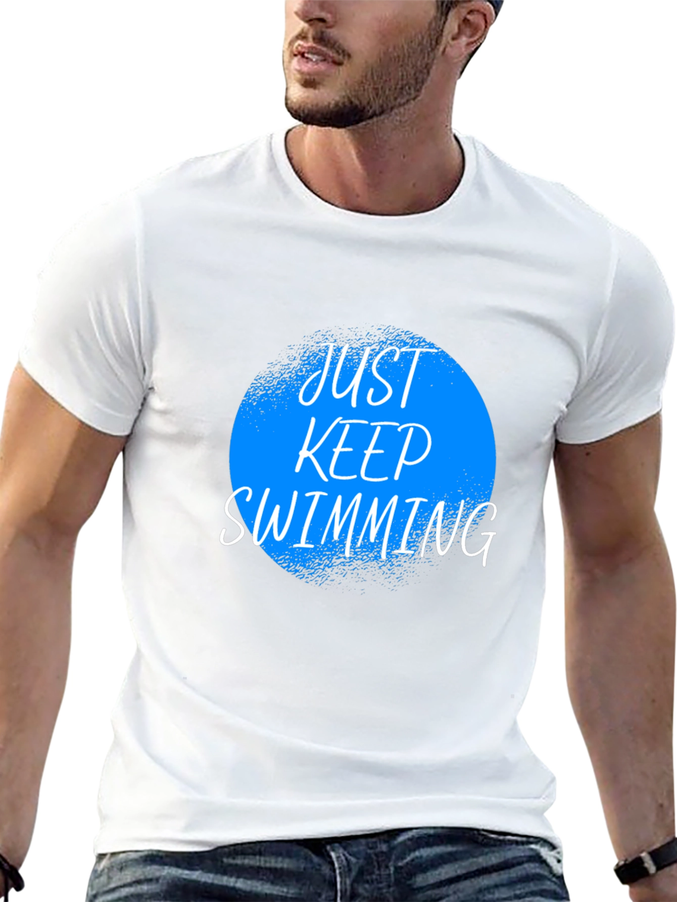 Just Keep Swimming Graphic Tee - Black