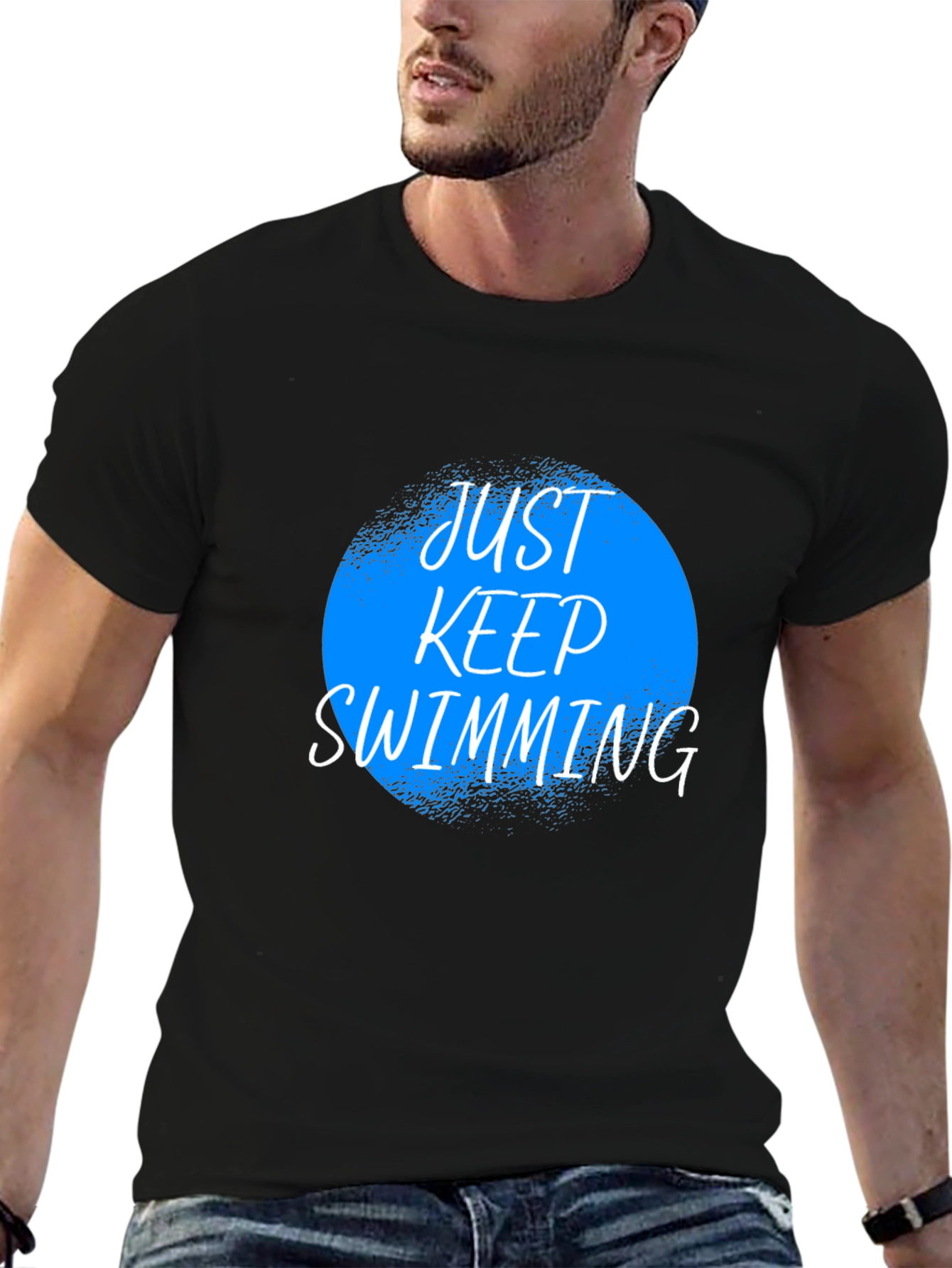 Just Keep Swimming Graphic Tee - Black