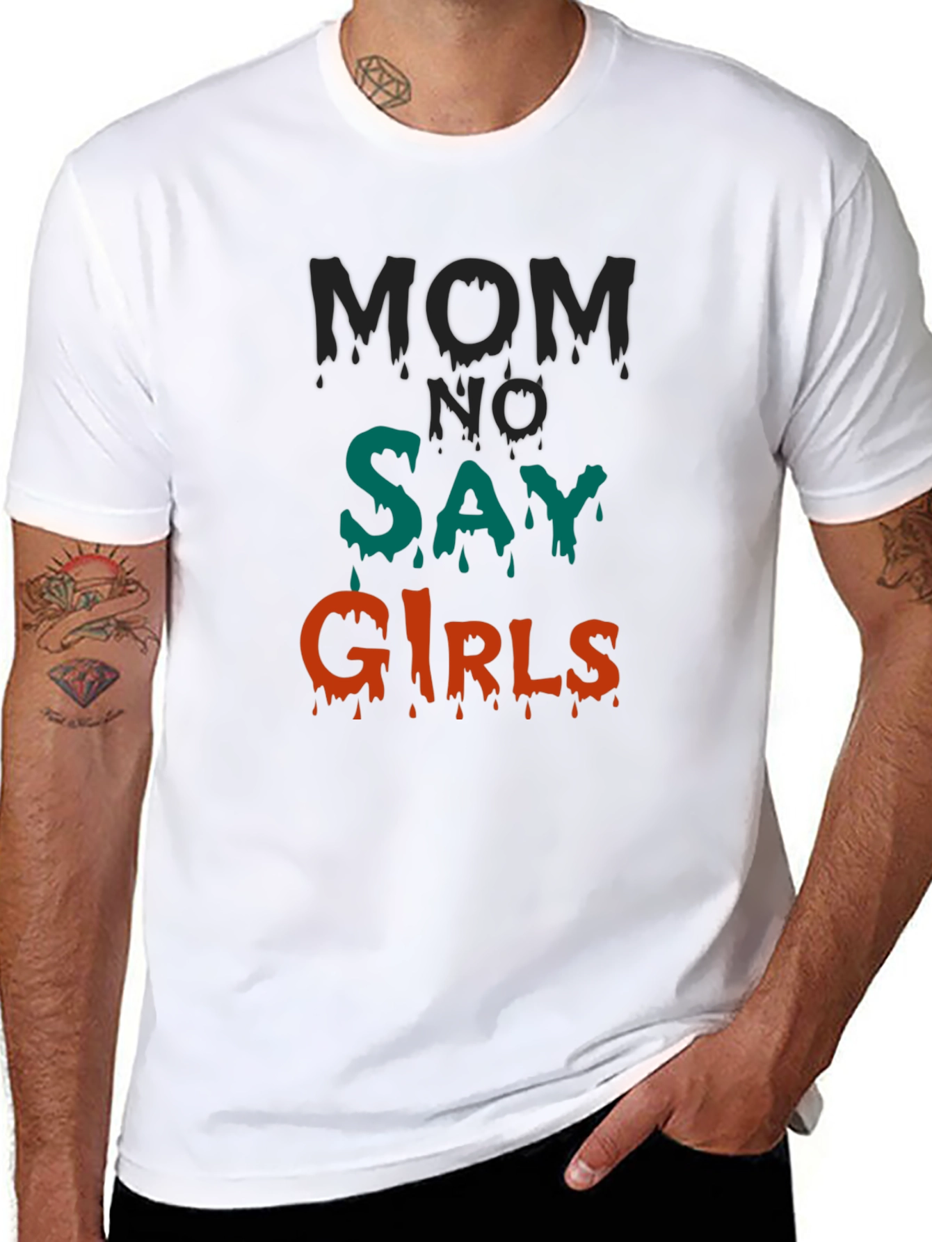 Mom No Say Girls Graphic T-Shirt - Black