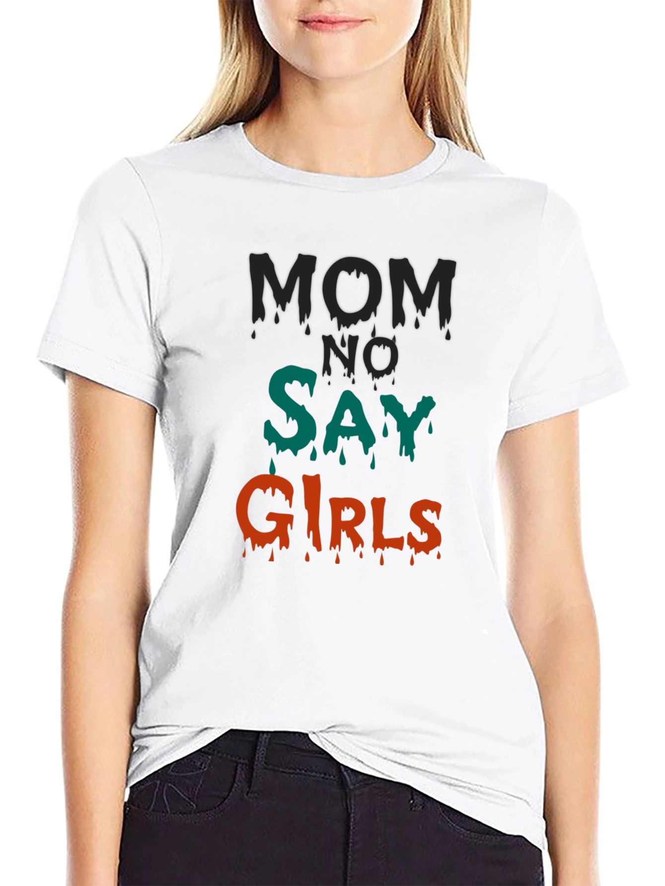 Mom No Say Girls Graphic T-Shirt - Black