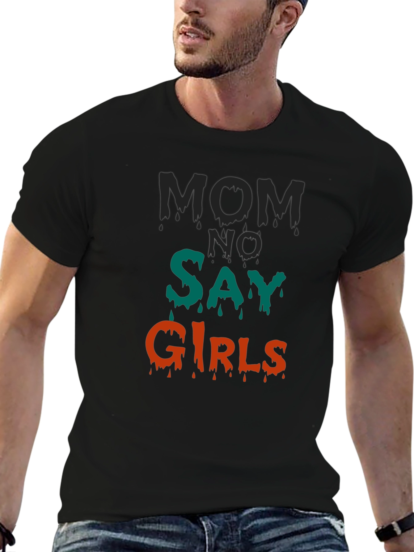 Mom No Say Girls Graphic T-Shirt - Black