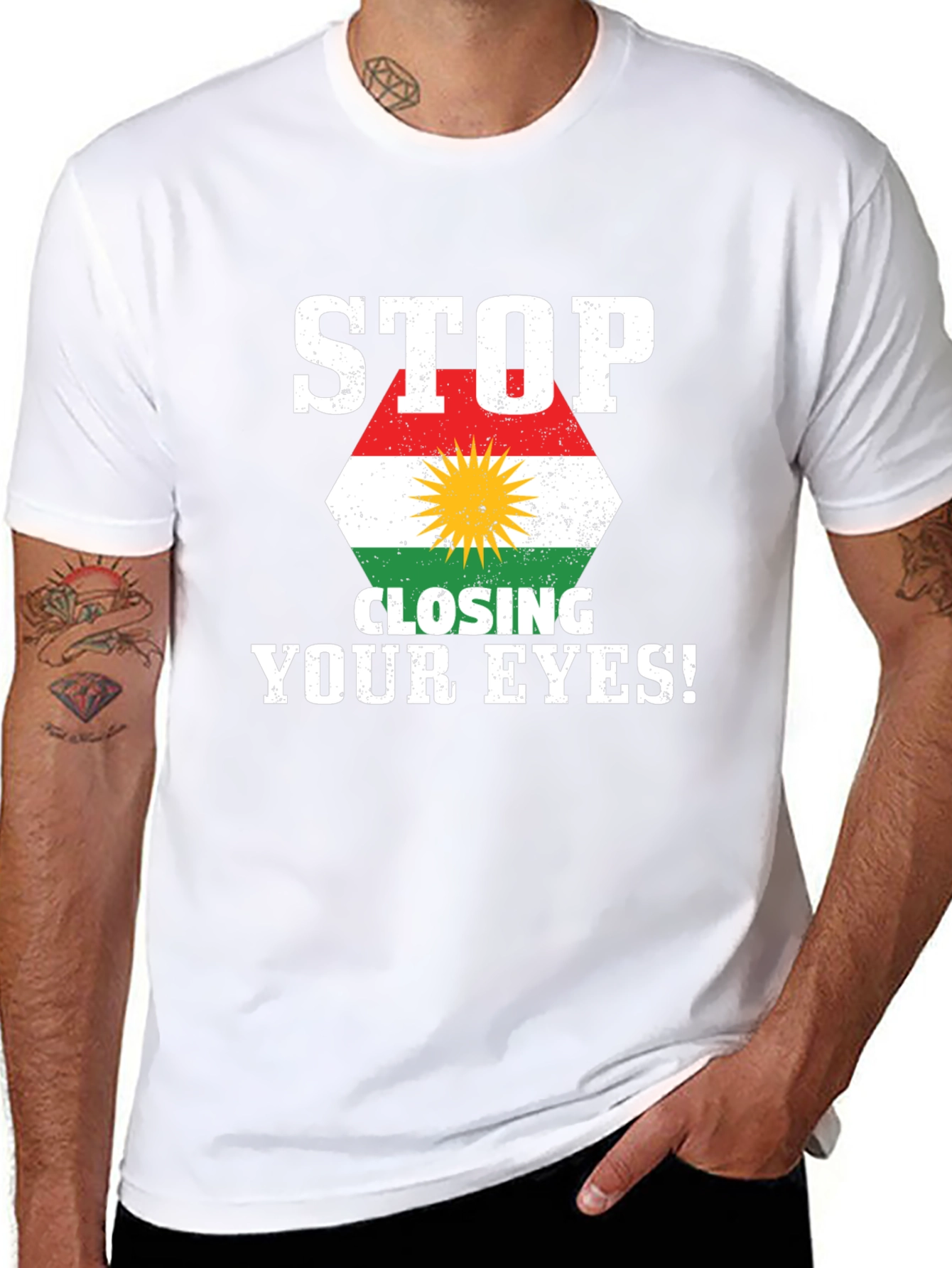 Stop Closing Your Eyes Kurdistan Flag T-Shirt