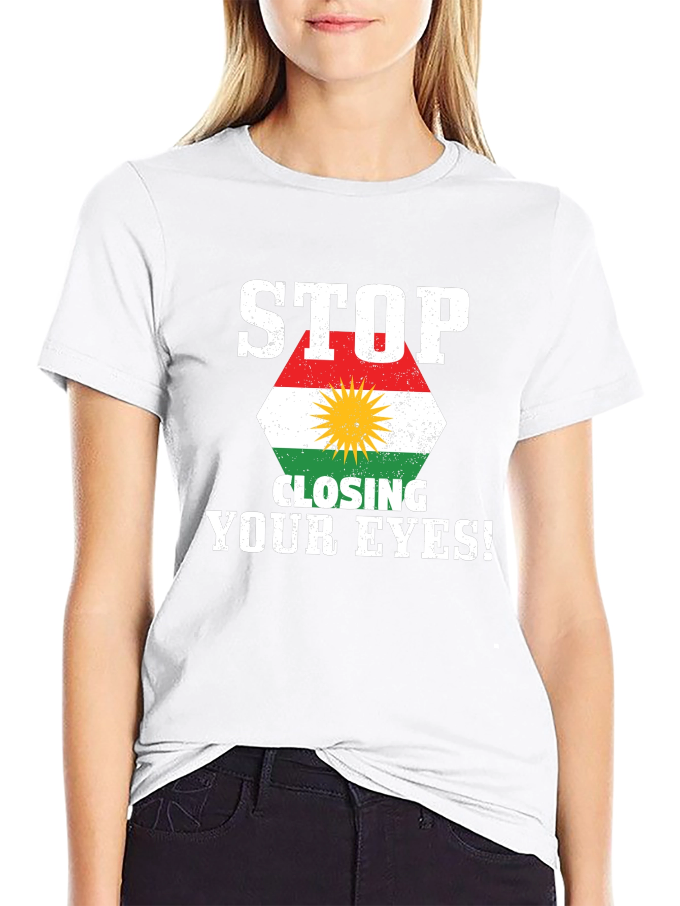 Stop Closing Your Eyes Kurdistan Flag T-Shirt