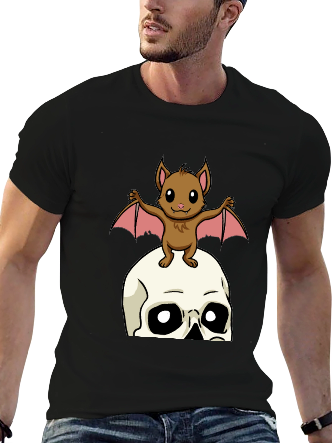 Skull and Bat Graphic T-Shirt