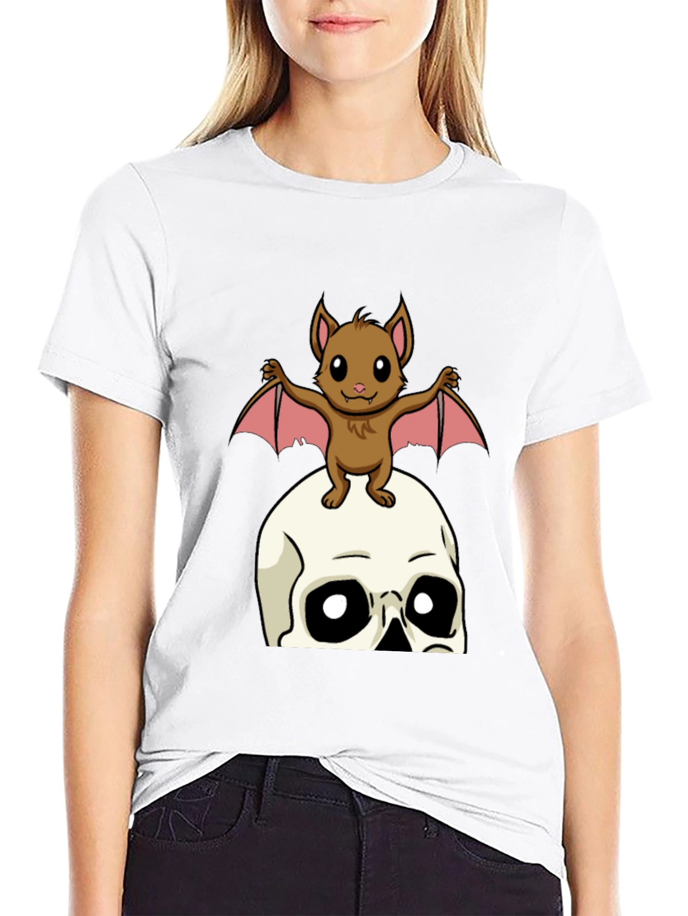 Skull and Bat Graphic T-Shirt