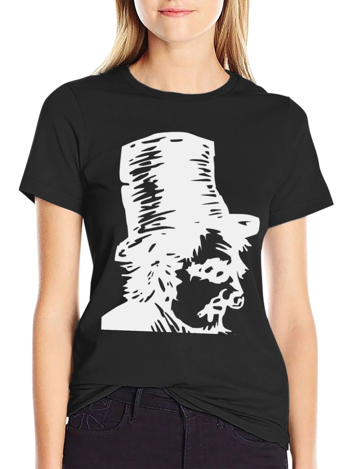 Gentleman Graphic T-Shirt Black Cotton Top Hat Design