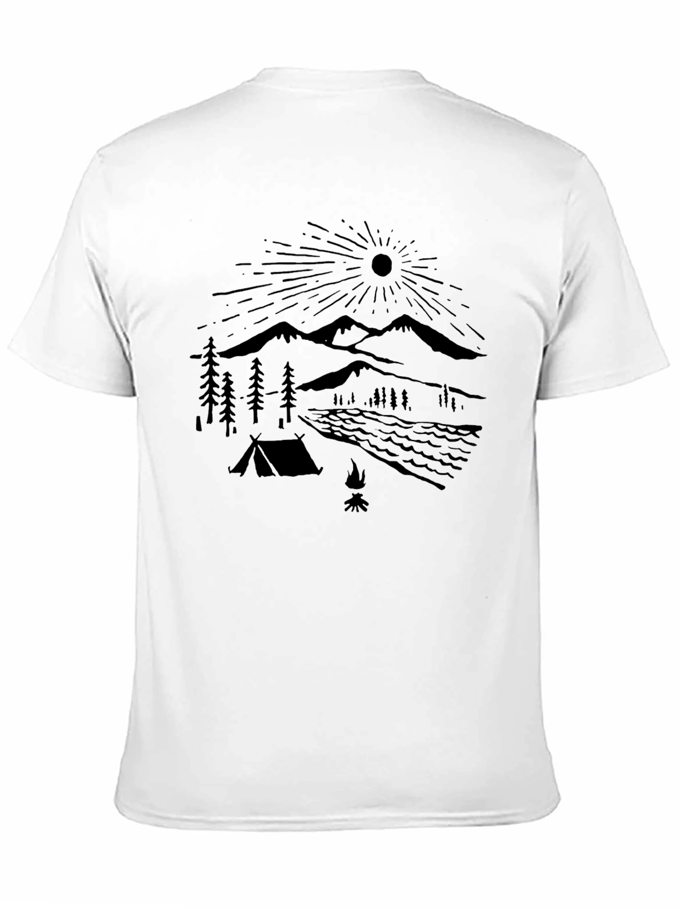 Nature Camping Graphic Tee - Black Cotton Comfort