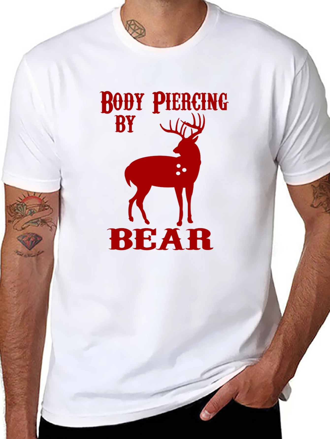 Body Piercing By Bear T-Shirt - Novelty Hunting Tee