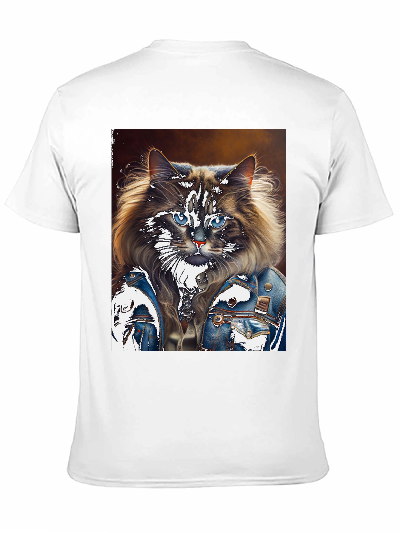 Cat in Denim Jacket Graphic T-Shirt