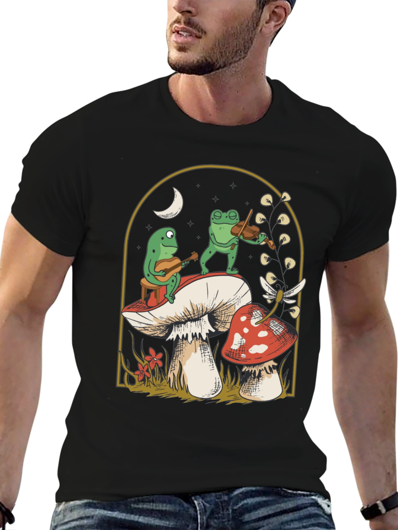 Frog Band Mushroom Graphic Tee
