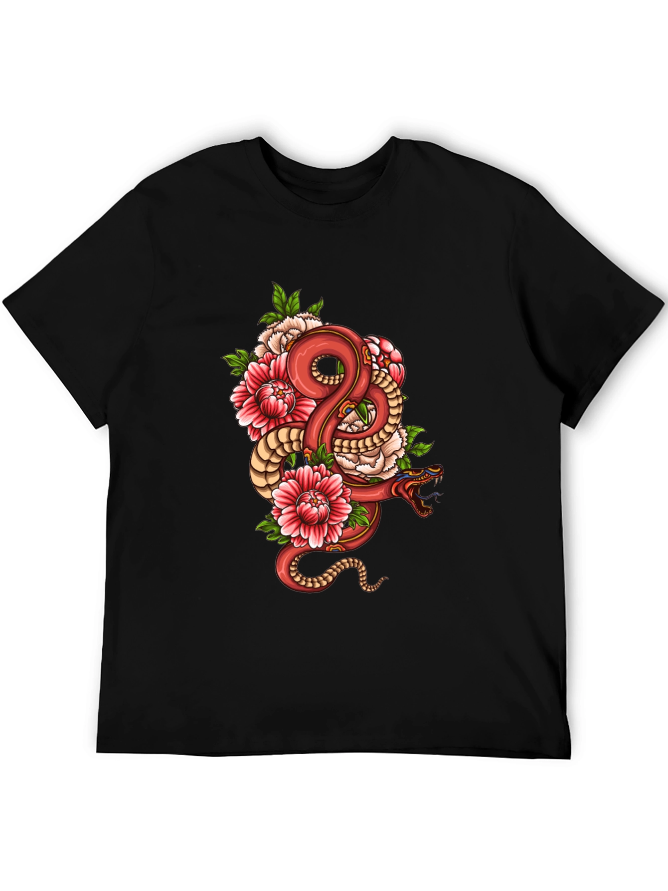 Snake & Flower Graphic Tee - Stylish Unisex Design
