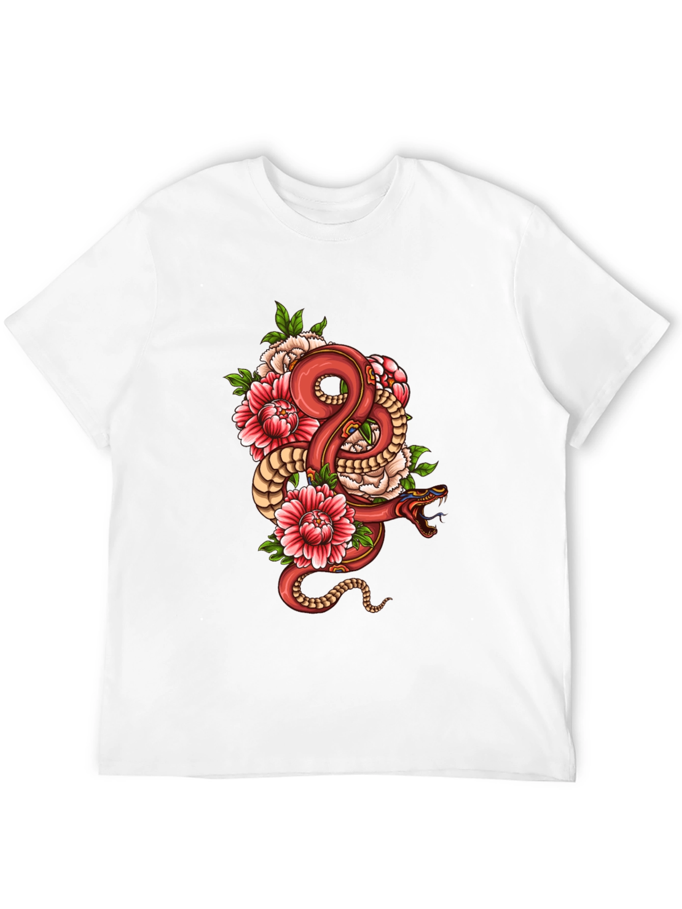 Snake & Flower Graphic Tee - Stylish Unisex Design