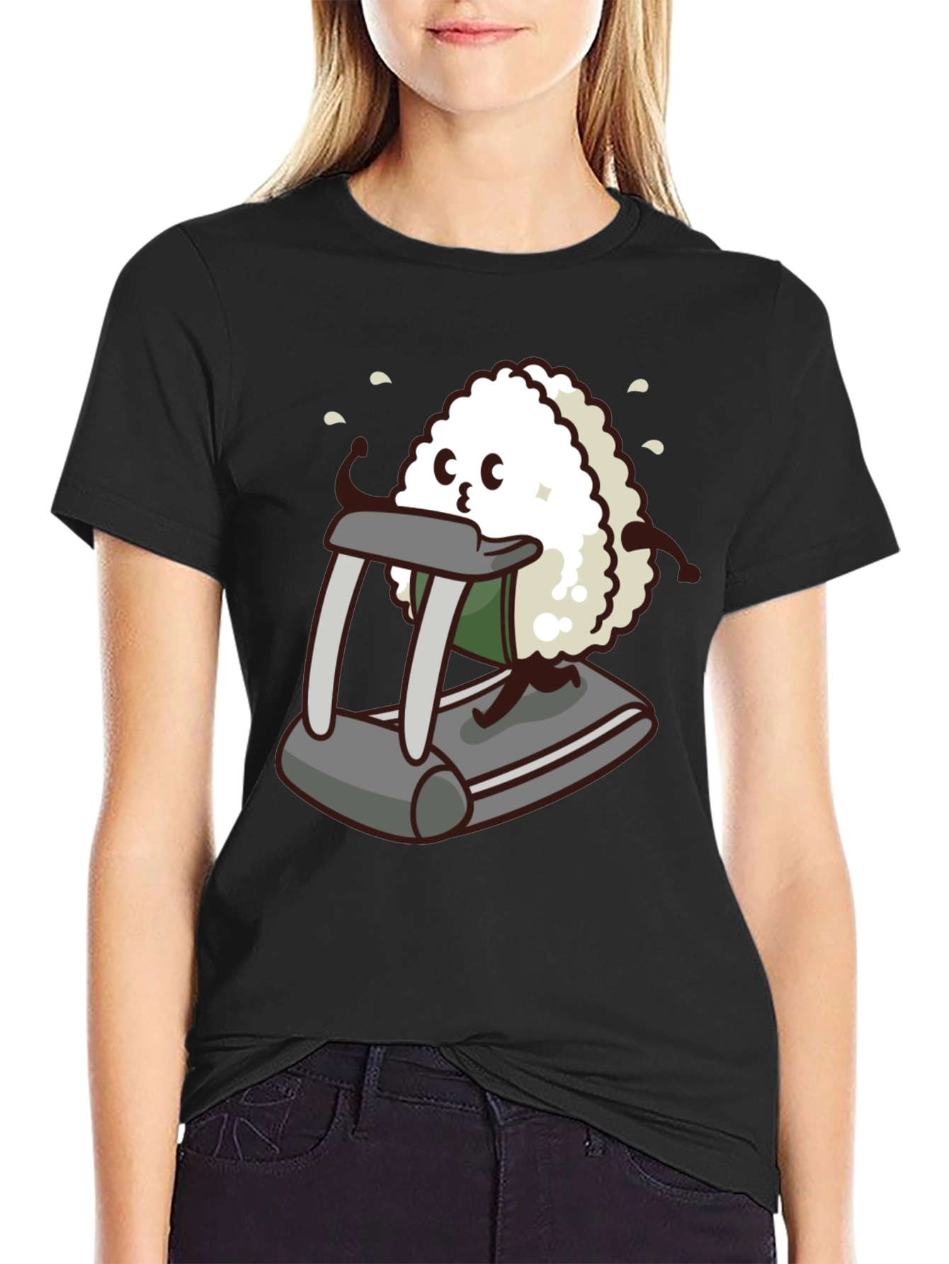 Funny Sushi Treadmill T-Shirt - Black