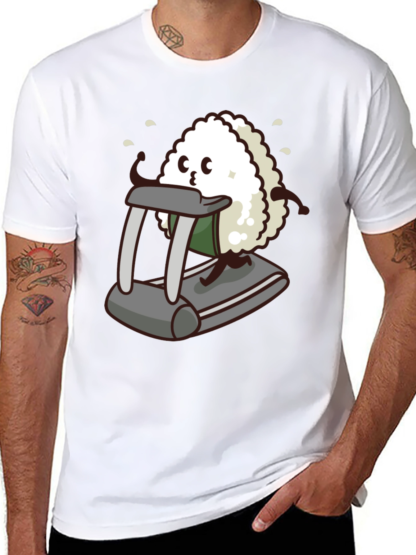 Funny Sushi Treadmill T-Shirt - Black