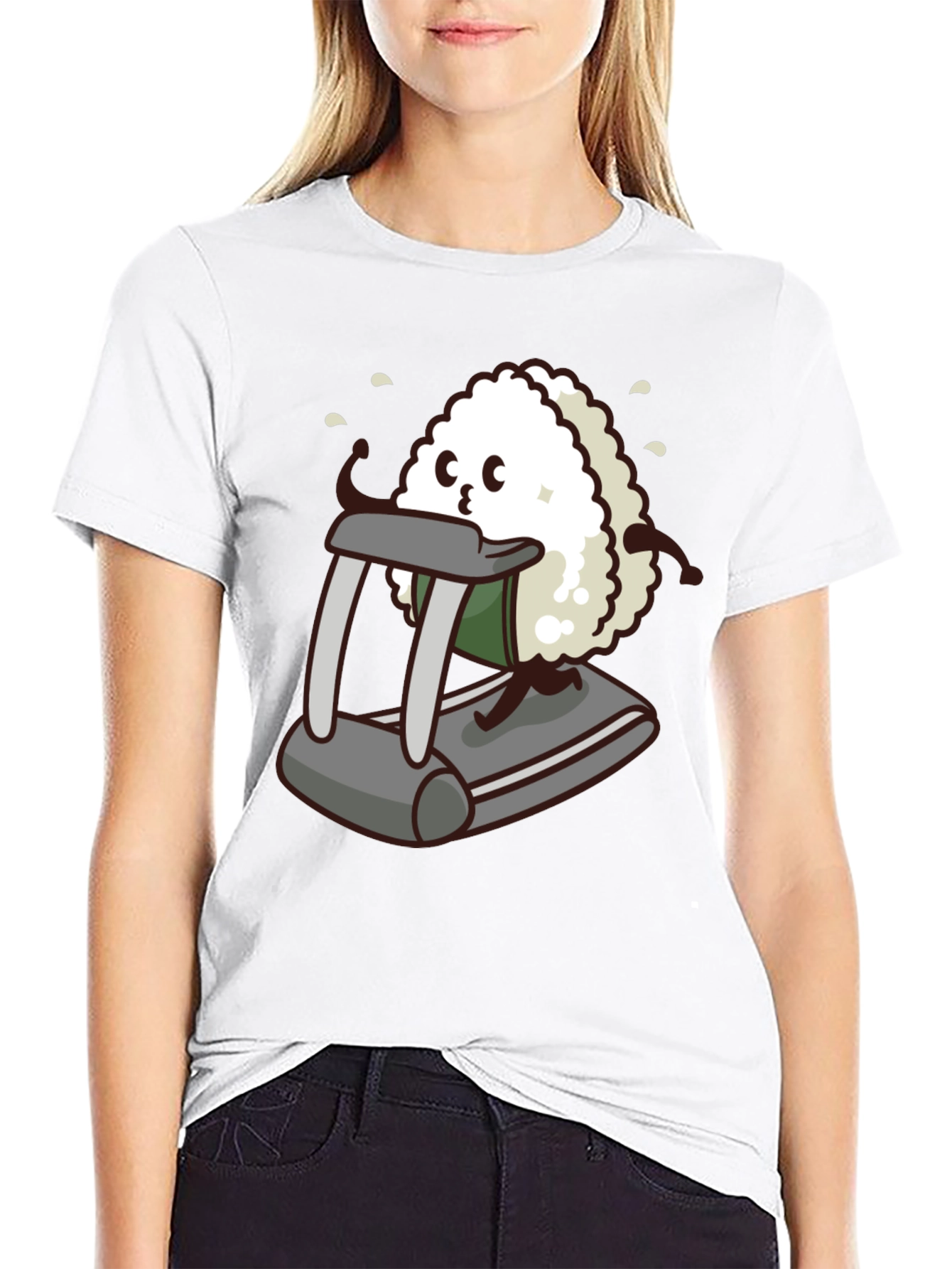 Funny Sushi Treadmill T-Shirt - Black