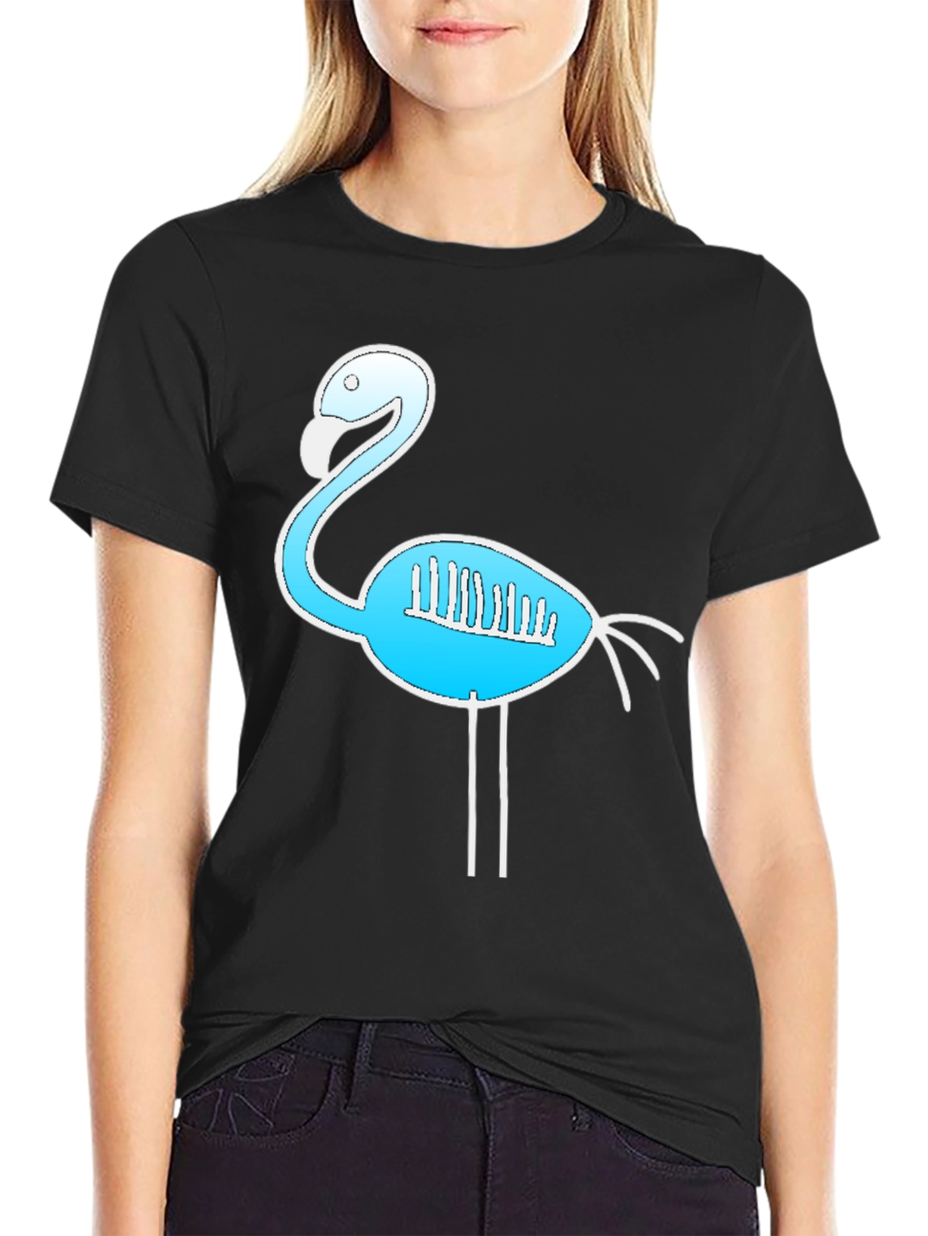 Flamingo Skeleton Black T-Shirt