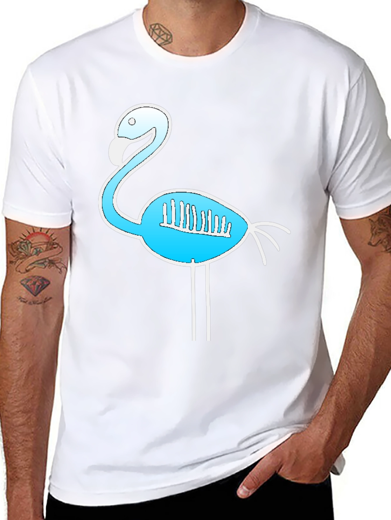 Flamingo Skeleton Black T-Shirt