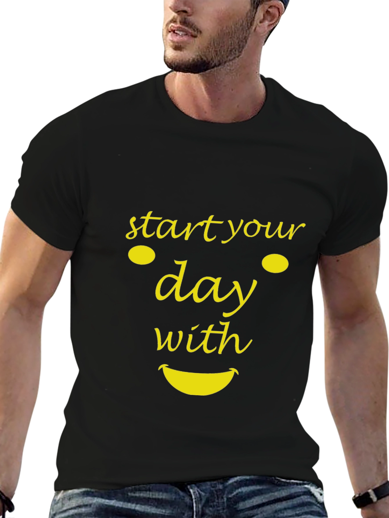 Start Your Day With a Smile T-Shirt - Black