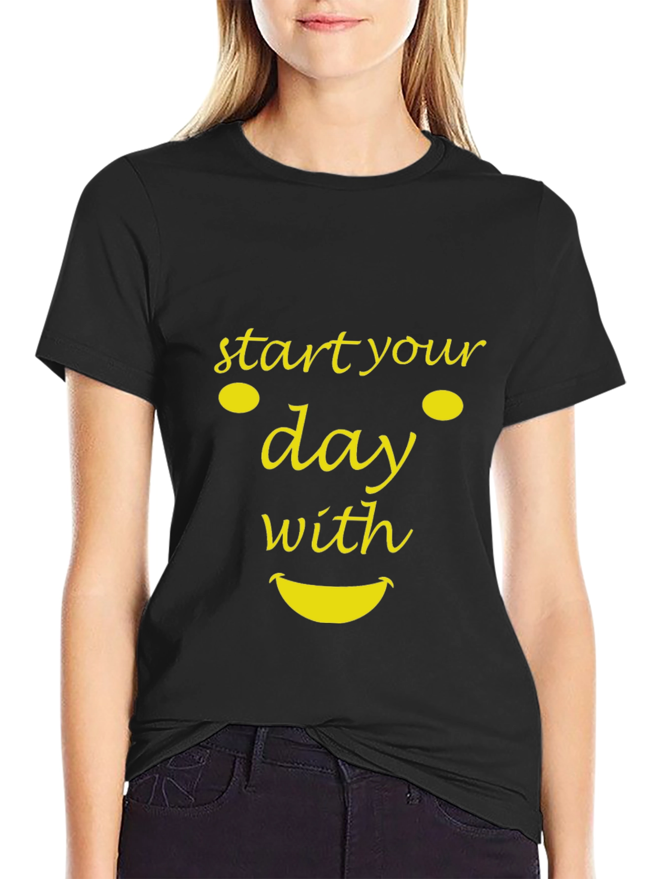 Start Your Day With a Smile T-Shirt - Black