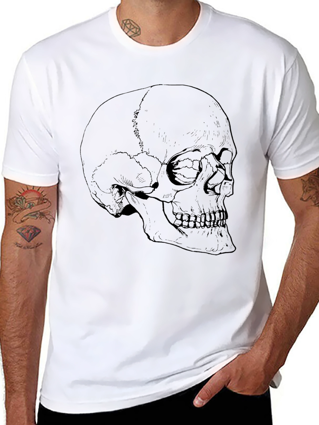 Skull Graphic Tee - Black Cotton T-Shirt