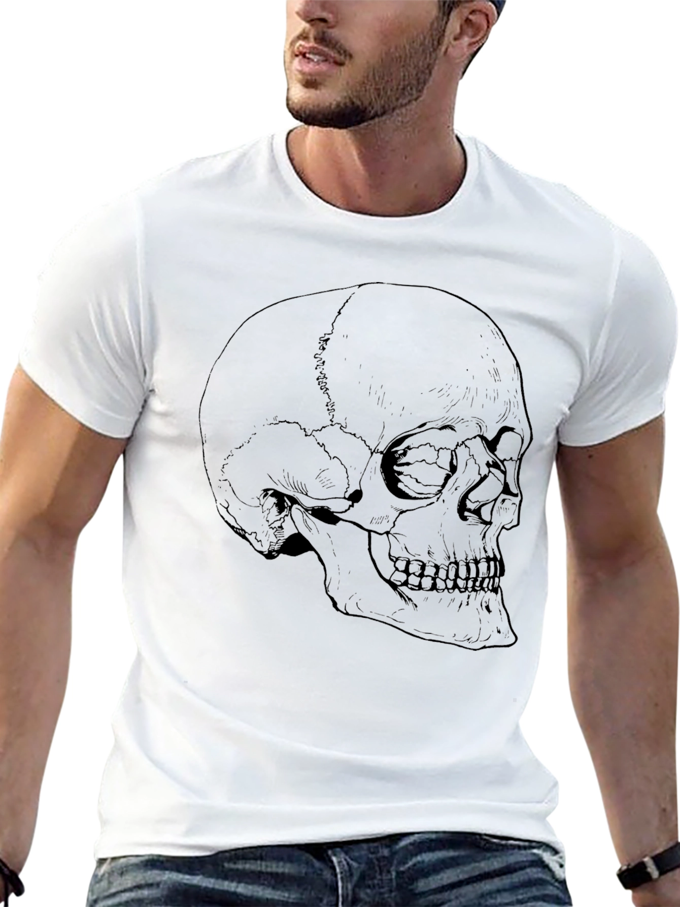 Skull Graphic Tee - Black Cotton T-Shirt